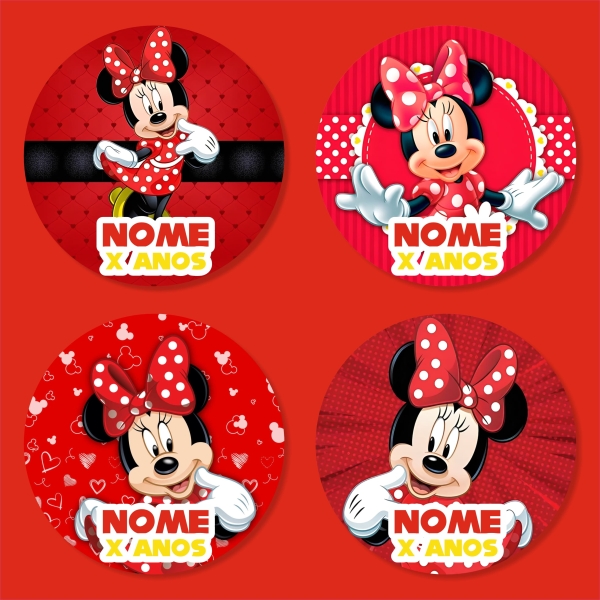Adesivo Redondo Minnie Mouse